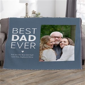 Best Dad Personalized Photo Woven Throw Blanket - 56x60