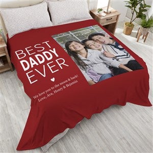 Best Dad Personalized Photo Fleece Blanket - Queen