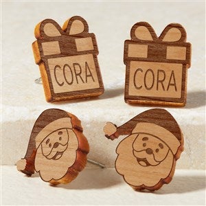 Christmas Gifts Personalized Wood Stud Earrings - Natural