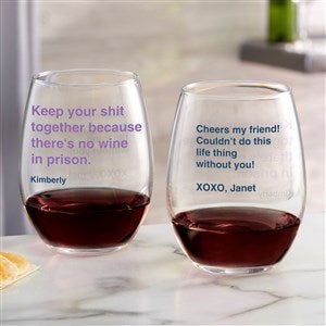 No Wine In Prison Personalized Stemless Wine Glass