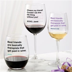Best Friends Are Basically Therapists Personalized Wine Glass Collection - 49976