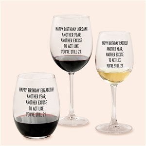 Happy Birthday Personalized Wine Glass Collection - 49980
