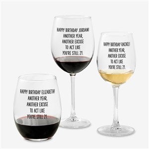 Happy Birthday Personalized Wine Glass Collection - 49980
