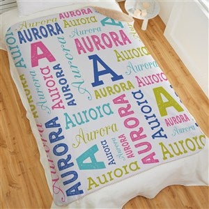 Trendy Repeating Name Kids Personalized Sherpa Fleece Blanket - 50x60