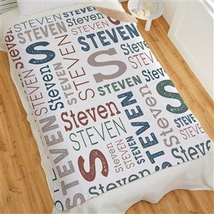 Trendy Repeating Name Kids Personalized Sherpa Fleece Blanket - 60x80