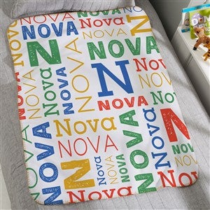 Trendy Repeating Name Personalized Kids Sherpa Fleece Blanket - 30x40