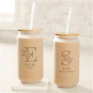 Floral Bridesmaid Personalized Frosted Iced Coffee Tumbler