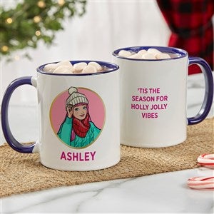 Barbie Holiday Personalized Coffee Mug - Blue