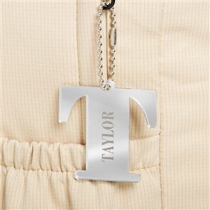 Initial and Name Personalized Silver Mirrored Acrylic Backpack Tag