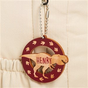 Dinosaur Personalized Wood Backpack Tag- Red Poplar