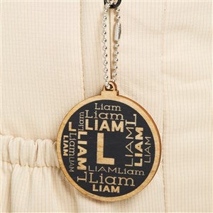 Repeating Name Personalized Wood Backpack Tag- Black Poplar