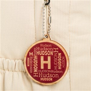 Repeating Name Personalized Wood Backpack Tag- Red Poplar