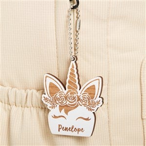 Unicorn Personalized Wood Backpack Tag- Whitewash