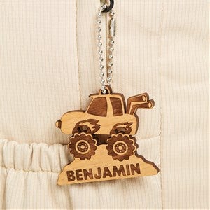 Monster Truck Personalized Wood Backpack Tag- Natural