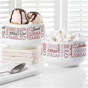 Repeating Name Heart Personalized 14 oz. Snack Bowl - 50577