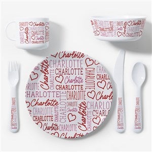 Repeating Name Heart Personalized Kids Dinnerware - 50579