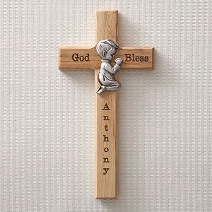 Personalized Wood Cross - Praying Boy