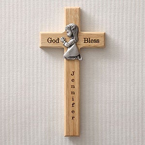 Personalized Wood Cross - Praying Girl
