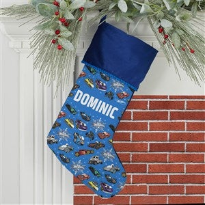 Hot Wheels? Car Pattern Personalized Blue Christmas Stocking