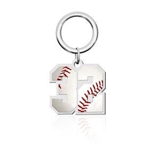 Personalized Baseball Number Key Ring