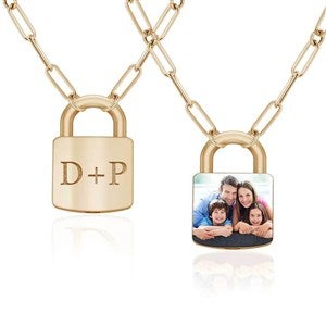 Personalized Initial & Photo Padlock Necklace  - 51230D