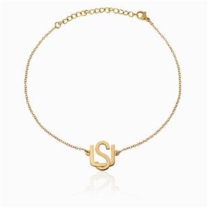 Personalized Overlapping Initial Anklet-Gold