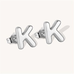 Personalized Bubble Letter Initial Earrings  - 51323D