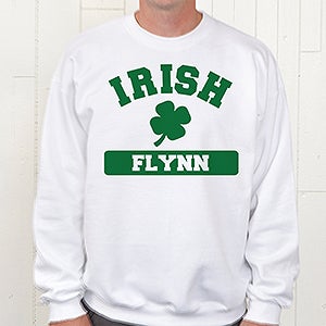 Personalized Irish Shamrock Sweatshirts - White - Adult Small - White