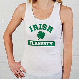 Personalized Irish Pride Shamrock Tank Top - XLarge (12-14) - White