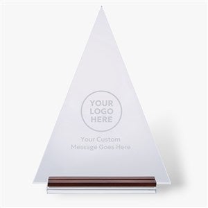 Engraved Logo Large Glass Triangle Award with Wood - 51601