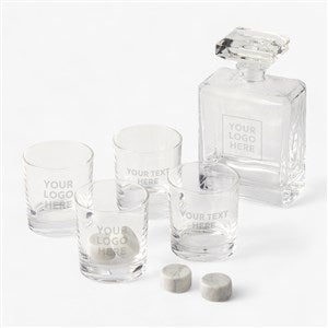 Personal Logo Etched Godinger Chateau Decanter and Glass Set - 51602