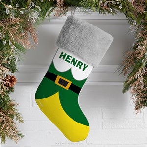 Elf® Personalized Grey Faux Fur Christmas Stockings