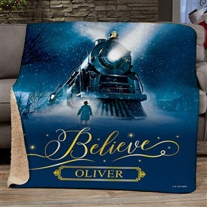 Polar Express Personalized Holiday Sherpa Fleece Blanket - 60x80
