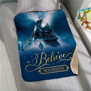 Polar Express Personalized Kids Holiday Sherpa Fleece Blanket - 30x40