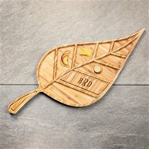 Personalized Small Leaf Charcuterie Tray - Monogram