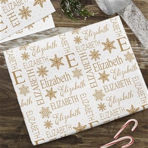 Snowflake Repeating Name Personalized White Wrapping Paper Sheets - Set of 3