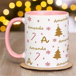 Festive Icons Personalized Coffee Mug 11 oz.- Pink