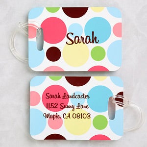 Crazy For Polka Dots Luggage Tag 2 Pc Set