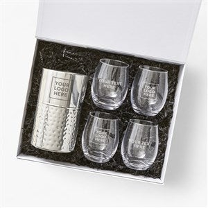 Personalized Logo Wine Gift Set with Wine Chiller and Glasses - 52439