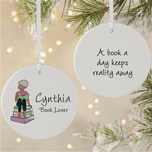 Book Lover philoSophie's® Personalized Ornament - 3.75 Matte - 2 Sided
