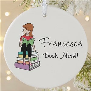 Book Lover philoSophie's® Personalized Ornament - 3.75 Matte - 1 Sided