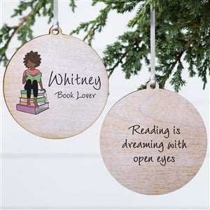 Book Lover philoSophie's® Personalized Ornament - 3.75 Wood - 2 Sided