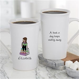 Book Lover philoSophie's® Personalized Latte Mug 16 oz.- White