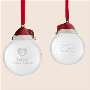 Etched Logo Santa Hat Glass Ball Ornament - 52742