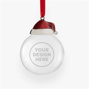 Etched Logo Santa Hat Glass Ball Ornament - 52742