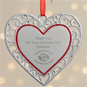 Personalized Logo Lattice Metal Heart Ornament - 52743