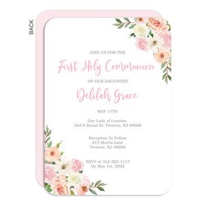 Floral First Communion Personalized Party Invitation - 53251