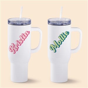 Retro Font Personalized White 40oz Tumbler - 53632