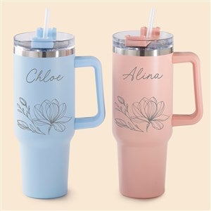 Floral Pattern Engraved 40 oz. Stainless Steel Tumbler  - 53641