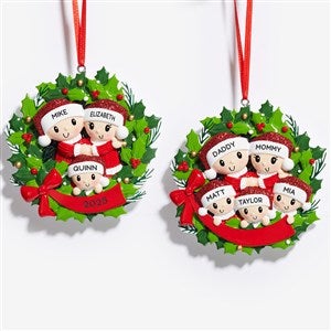 Holly Jolly Family Wreath Personalized Christmas Ornament  - 53820
